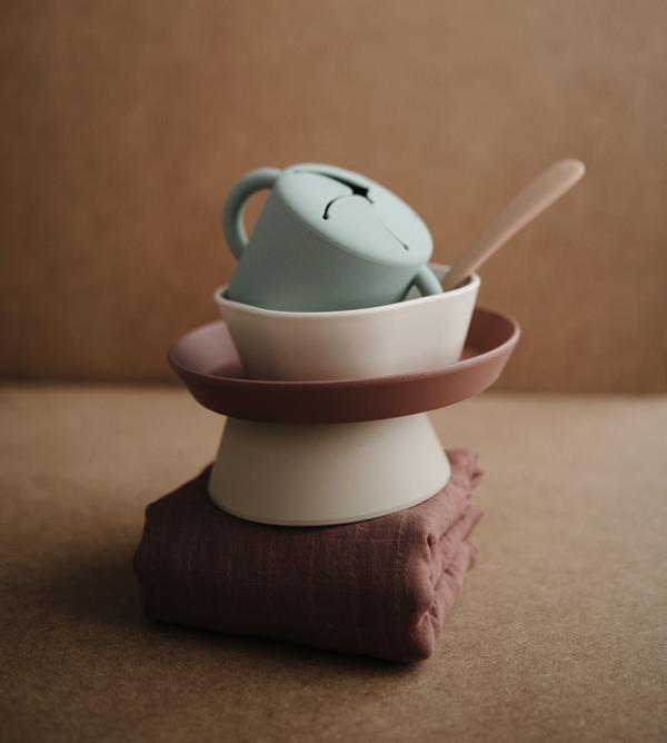 Silicone suction plate stone mushie meal mushie