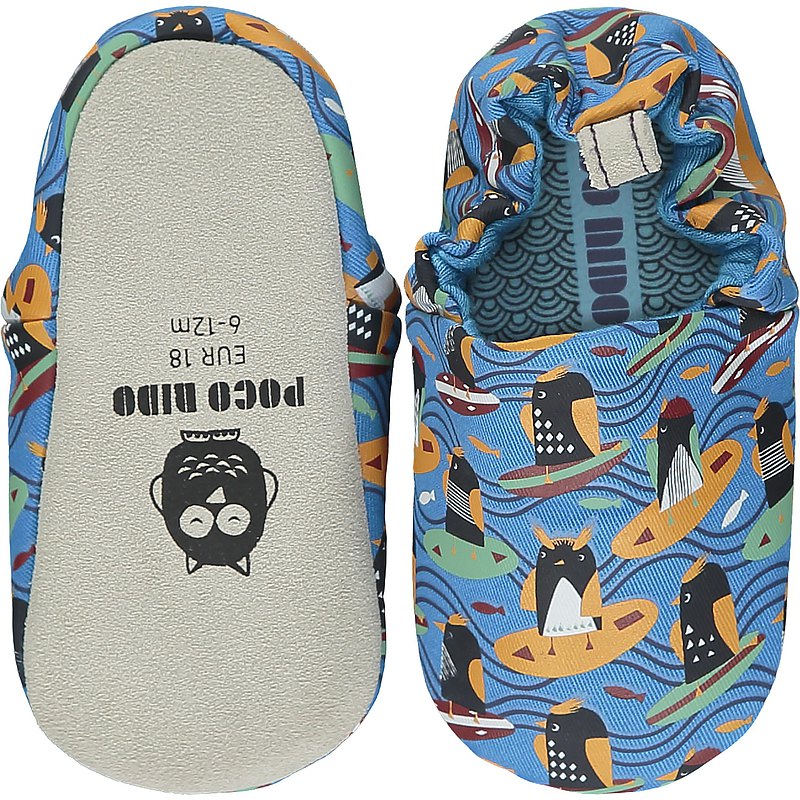 Surfing penguin blue shoes Poco Nido Baby shoes Poco Nido