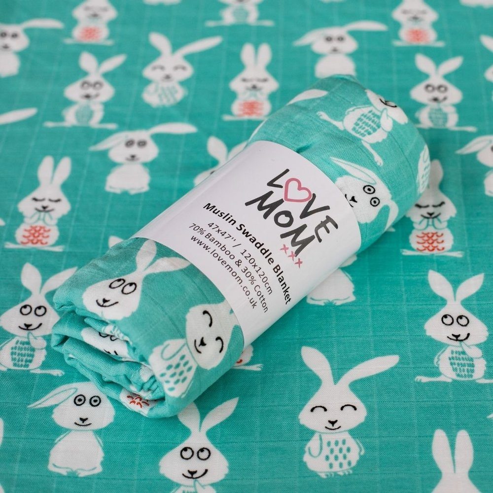 Musselina swaddle 120 cm coelhinho Muslin Love mom