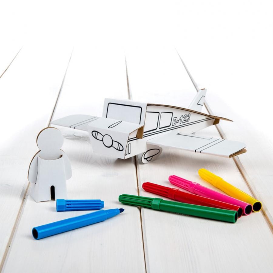 Avião de cartão (6 canetas) Toys Calafant