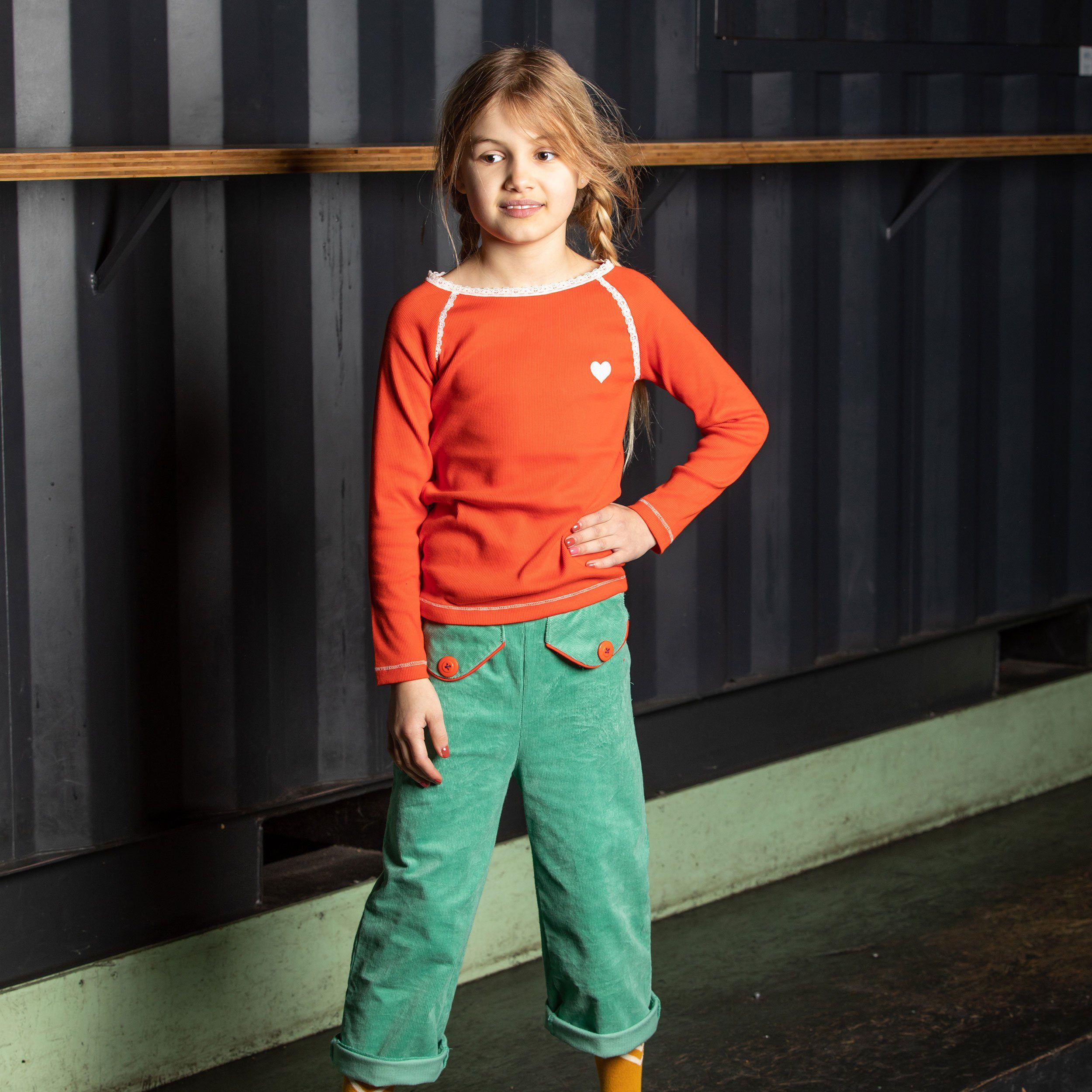 Flower power pants creme de menthe AlbaBaby Pants Alba of Denmark