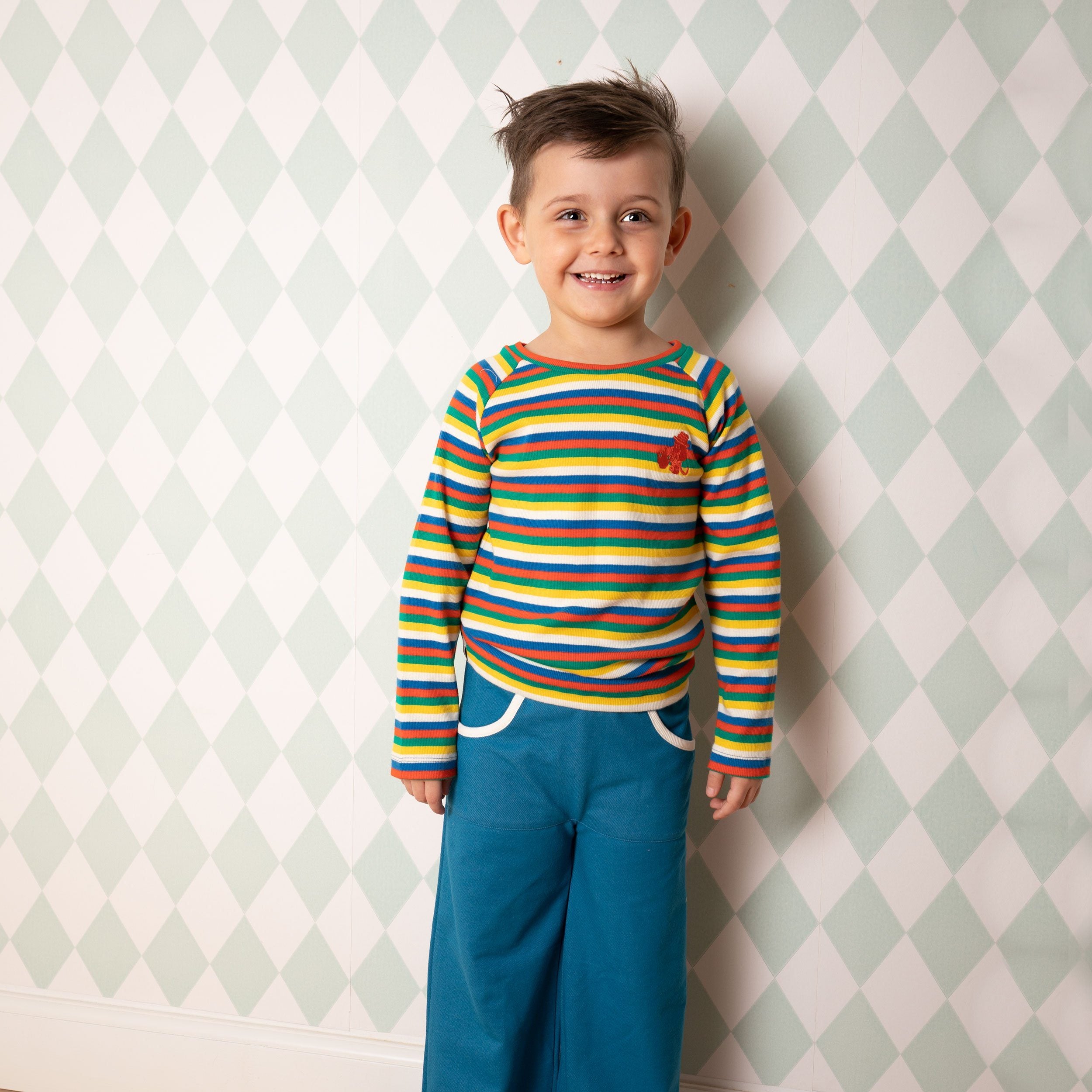 Pocket box pants blue sapphite AlbaBaby Pants Alba of Denmark