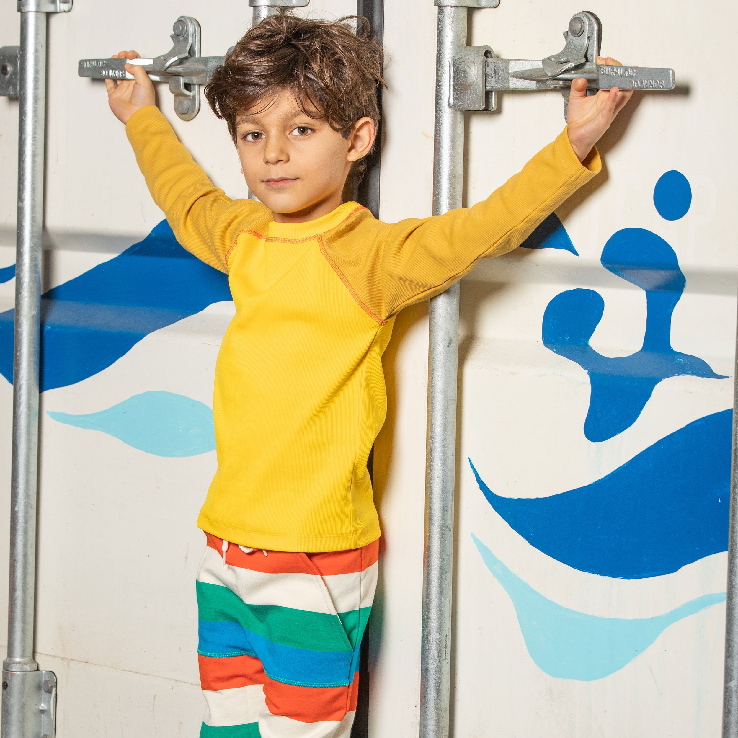 Kristoffer pants pepper green love stripes AlbaBaby Pants Alba of Denmark