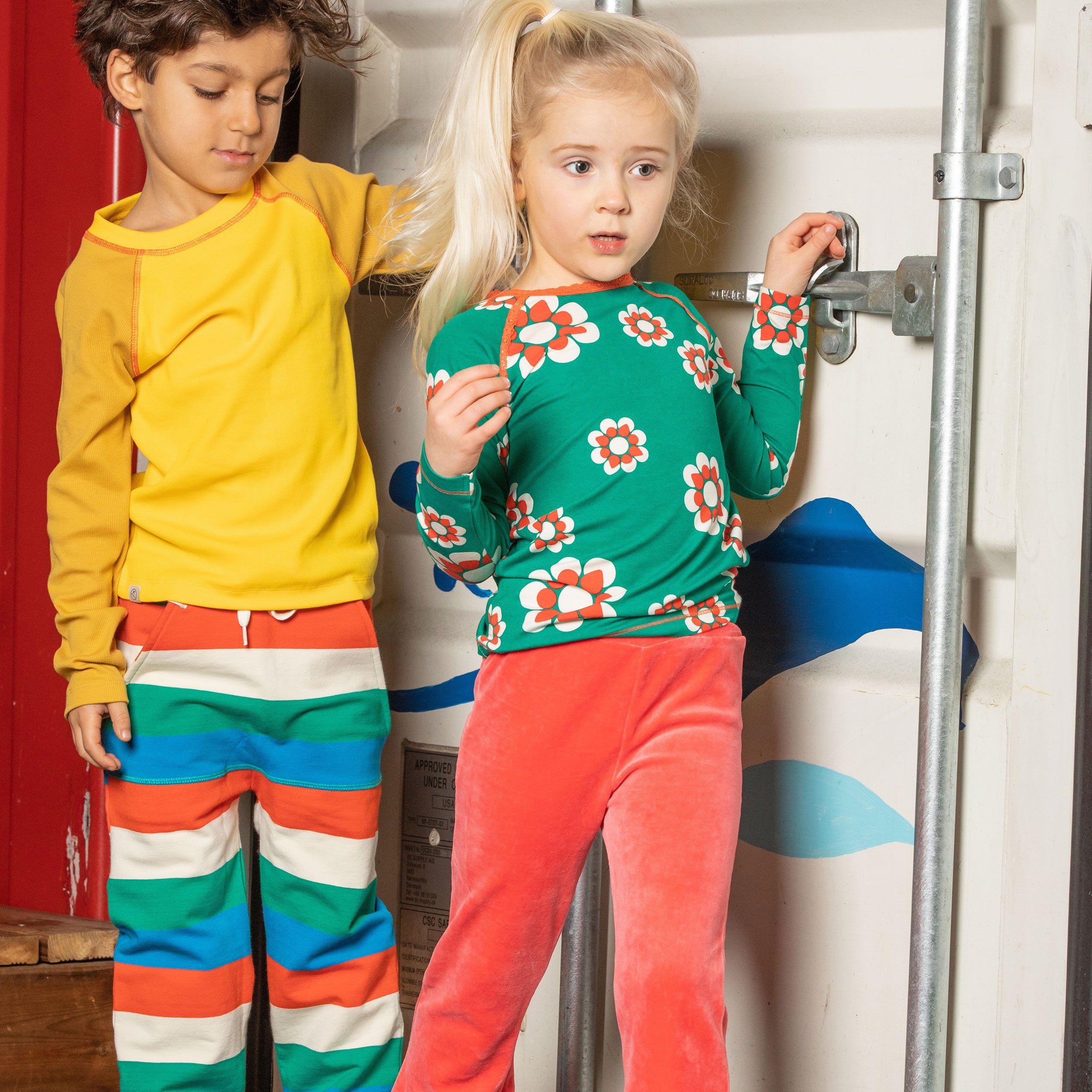 Kristoffer pants pepper green love stripes AlbaBaby Pants Alba of Denmark