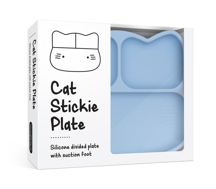 Cat stickie plate - powder blue dinnerware we might be tiny