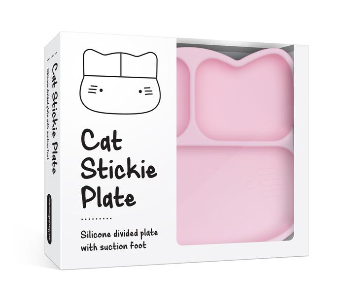 Cat stickie plate - powder pink dinnerware we might be tiny