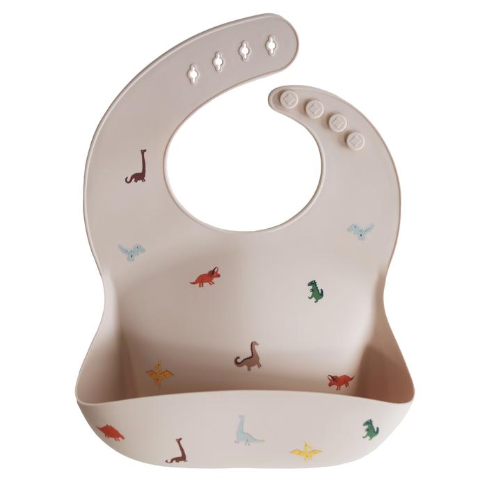 Silicone baby bib dinosaurs mushie bib mushie