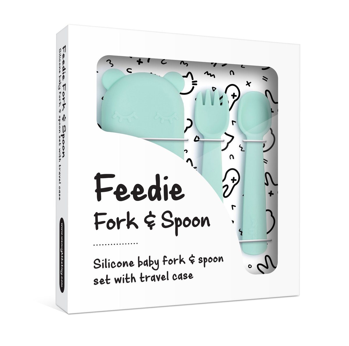 Feedie fork & spoon set - mint meal we might be tiny