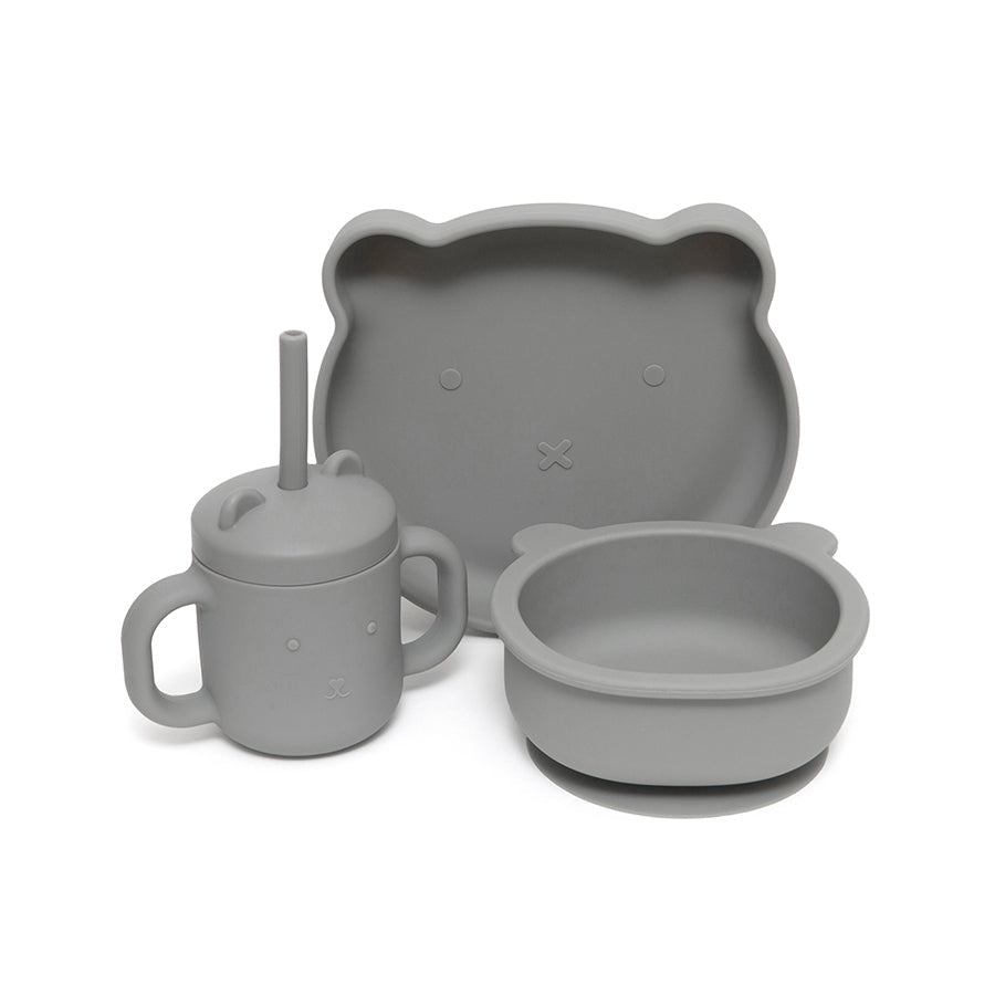 Prato com ventosa bear pewter green Dinnerware Petit Monkey