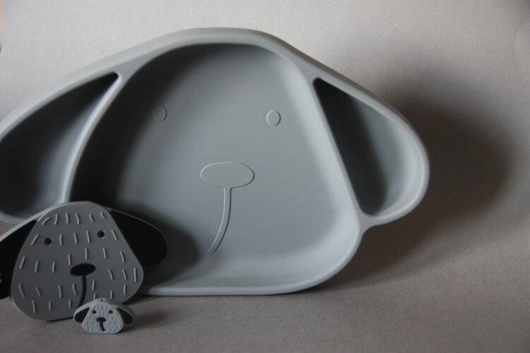 Silicone suction dish dog storm grey Dinnerware the cotton cloud
