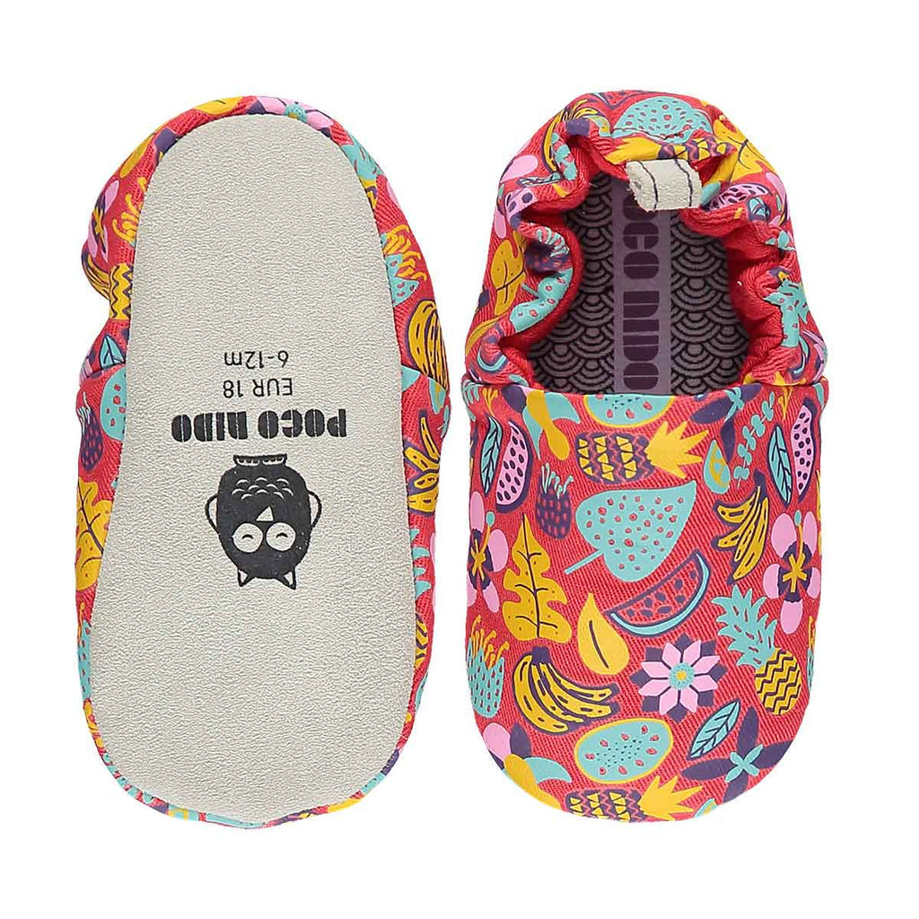 Jungle flowers red shoes Poco Nido Baby shoes Poco Nido