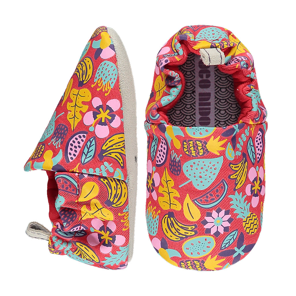 Jungle flowers red shoes Poco Nido Baby shoes Poco Nido