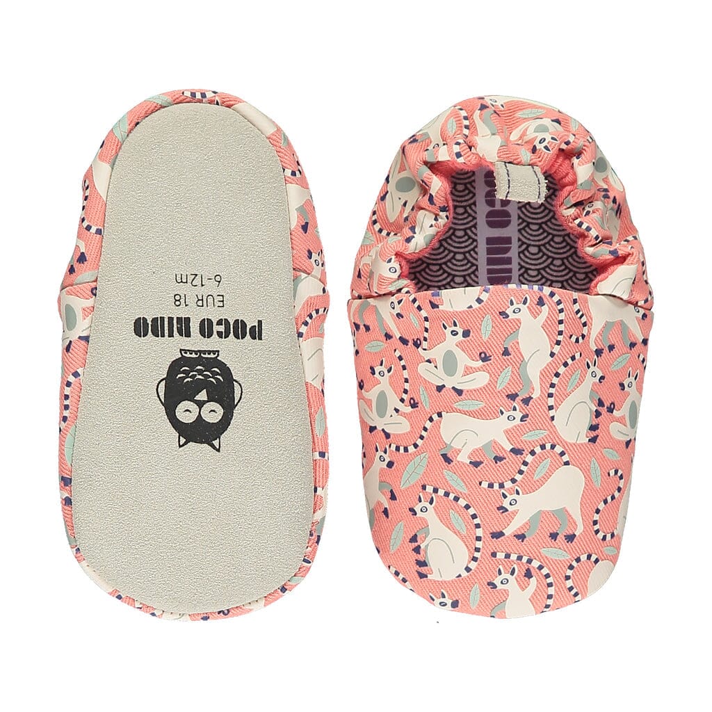Sapatinhos de aprendizagem lemurs pink Baby shoes Poco Nido