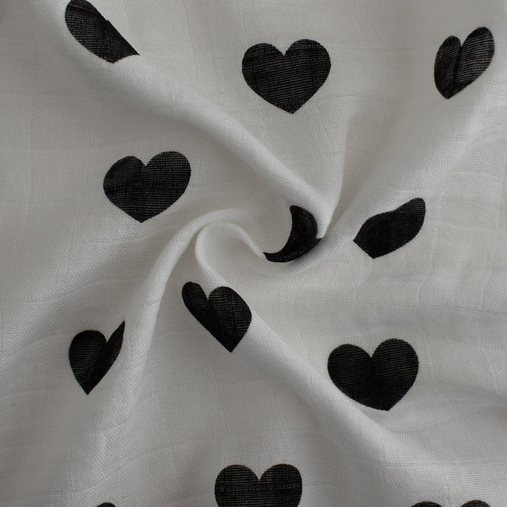 Musselina swaddle 120 cm bambu coração monocromático Muslin Love mom