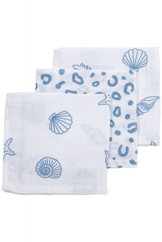 3 musselinas shell denim 30x30 cm Muslin Meyco