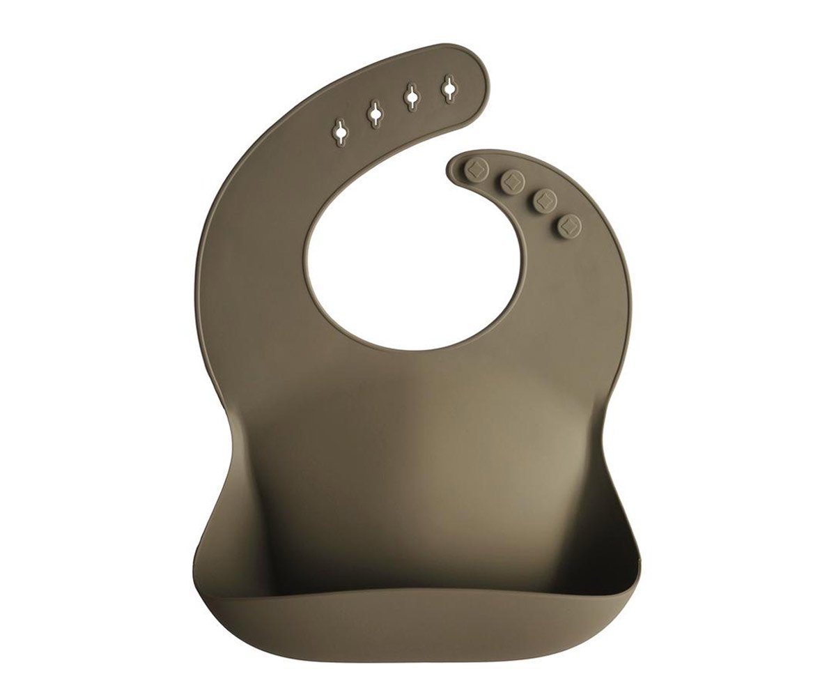 Silicone baby bib khaki mushie bib mushie