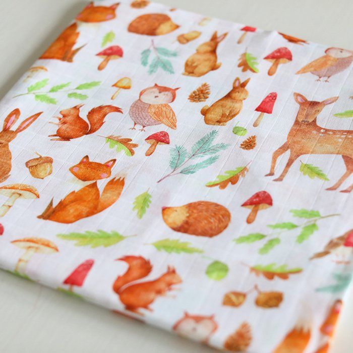 Musselina 120 cm floresta Muslins Fox in the attic