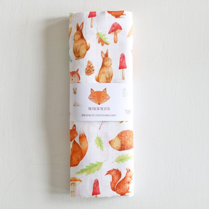 Musselina 120 cm floresta Muslins Fox in the attic