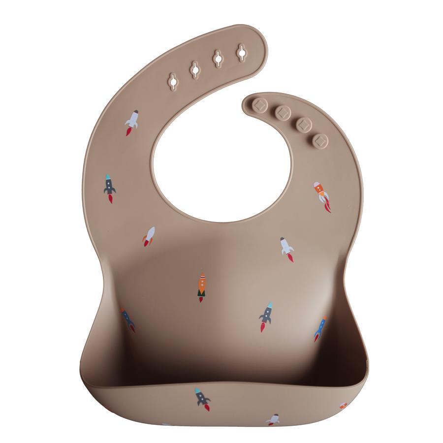 Silicone baby bib rocket mushie bib mushie