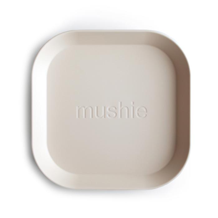 2-pack square dinnerware plates ivory mushie meal mushie