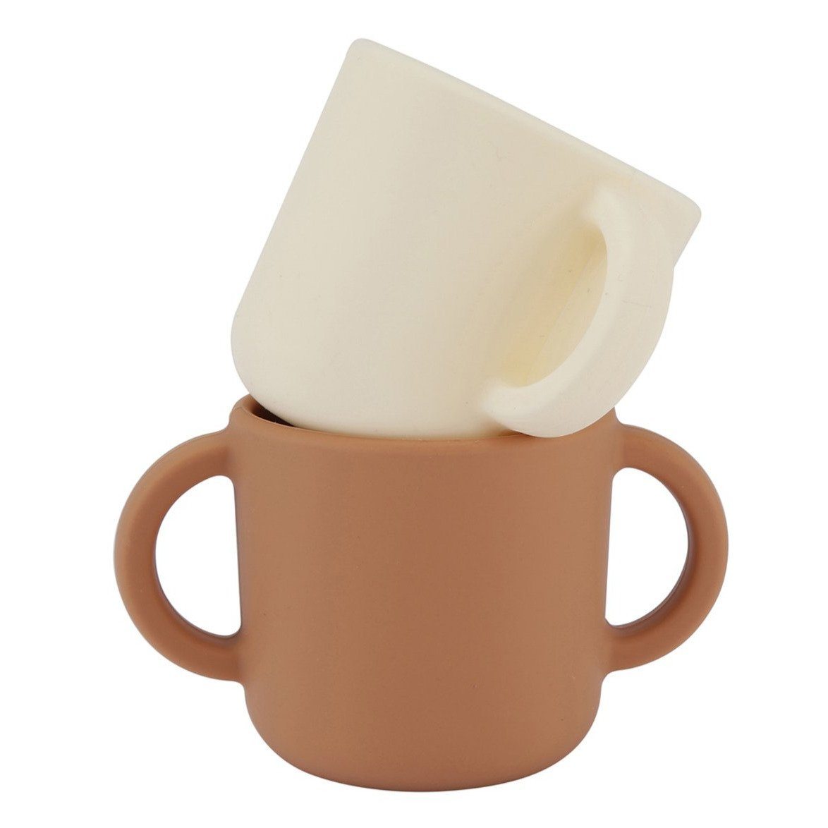 2-pack Silicone cups w/ lid Terra / Cream Lille Vilde dinnerware LIlle Vilde