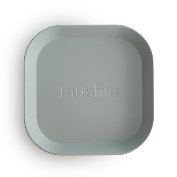 2-pack square dinnerware plates sage mushie meal mushie