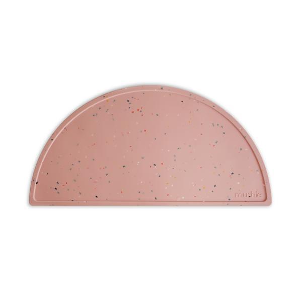 Silicone place mat powder pink confetti meal mushie