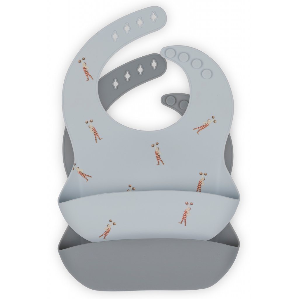 2-pack silicone strong man/quarry blue Konges sløjd Bib Konges sløjd