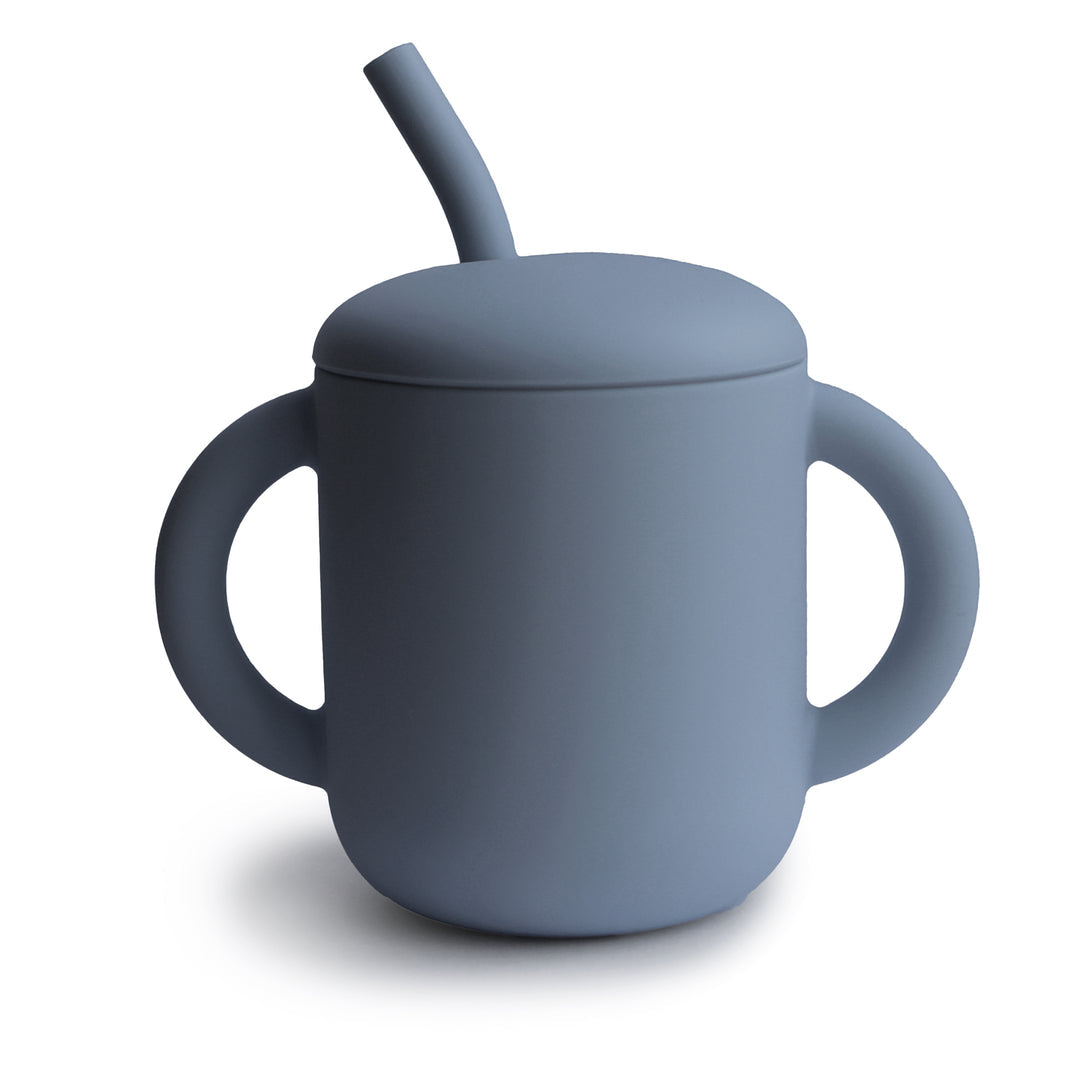 Silicone training cup + straw tradewinds mushie meal mushie