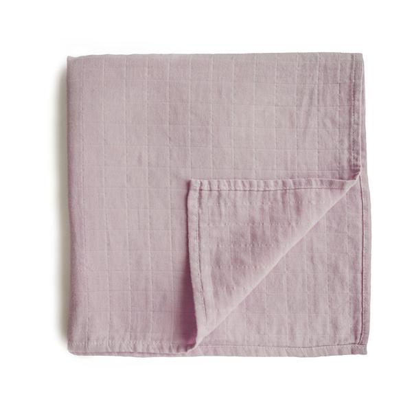 Muslin swaddle soft mauve mushie muslin mushie