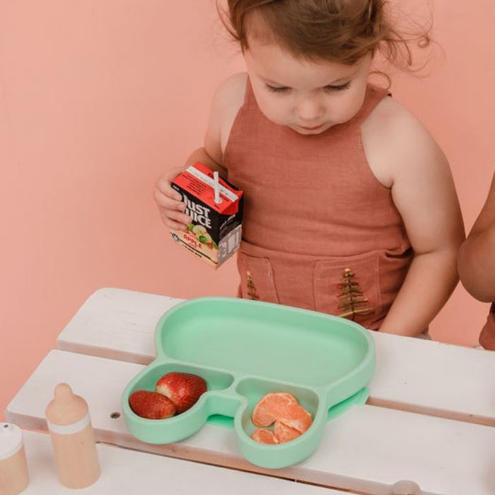 Bunny stickie plate - mint dinnerware we might be tiny