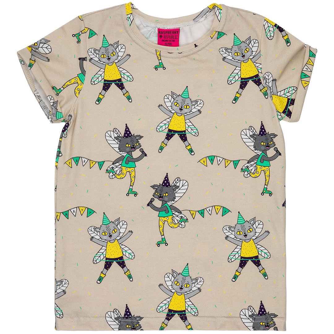 T-shirt flying kitty Raspberry Republic Tops Raspberry Republic