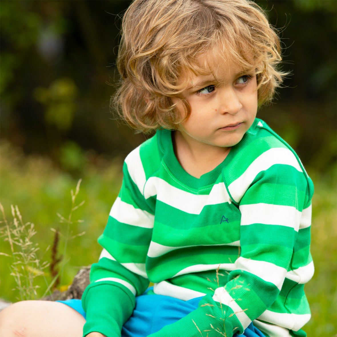 Our favourite rib blouse Kelly green stripes AlbaBaby Tops Alba of Denmark