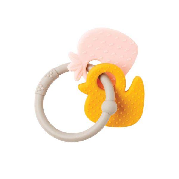 Silicone teether ring duck strawberry nattou toys Nattou
