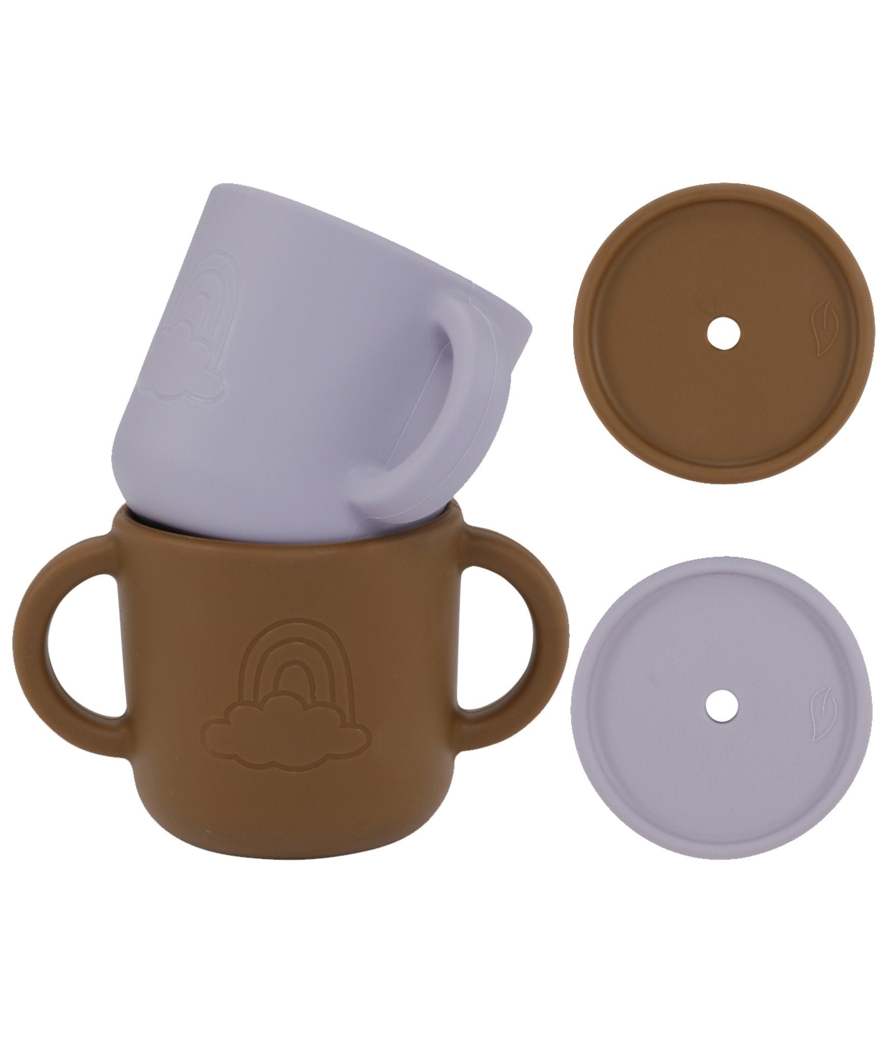 2-pack Silicone cups w/ lid Lilac/Cocoa Lille Vilde dinnerware LIlle Vilde