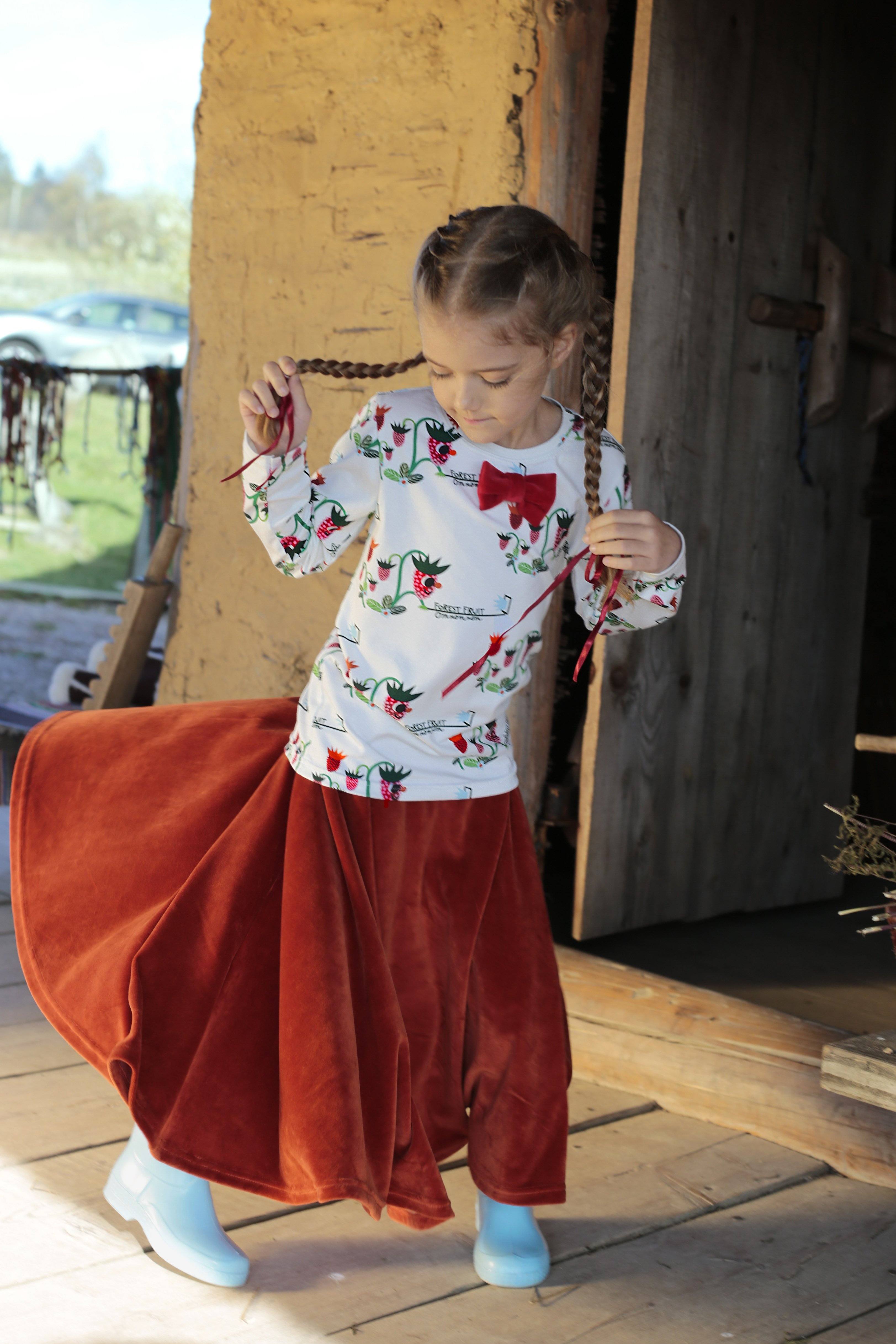 Velour long twirly skirt ginger fox Raspberry Republic Skirt Raspberry Republic