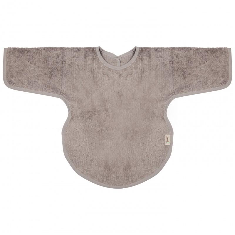 Babete de bambu com mangas anthracite Bib Timboo