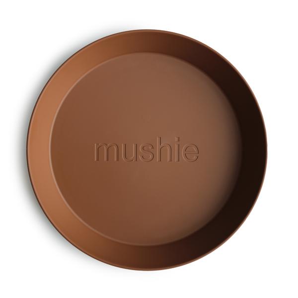 2-pack round dinnerware plates caramel mushie meal mushie