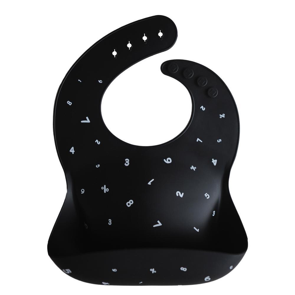 Silicone baby bib black numbers mushie bib mushie