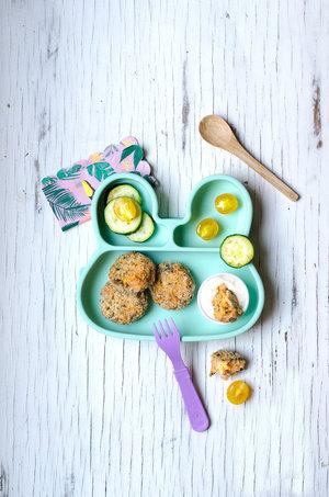 Bunny stickie plate - mint dinnerware we might be tiny