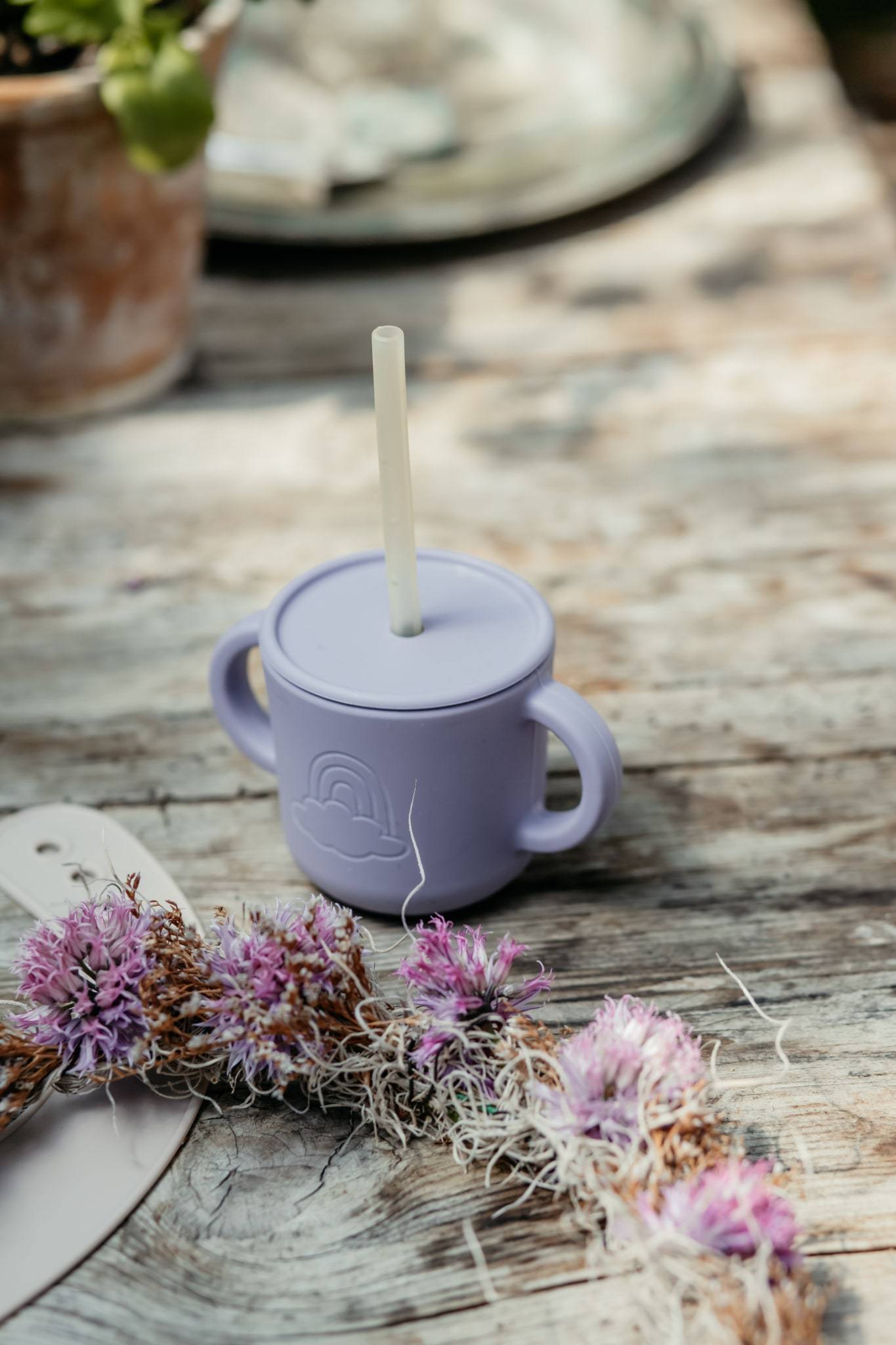 2-pack Silicone cups w/ lid Lilac/Cocoa Lille Vilde dinnerware LIlle Vilde