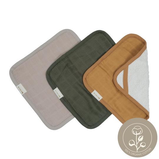 3 toalhinhas de limpeza olive garden Muslins Fabelab