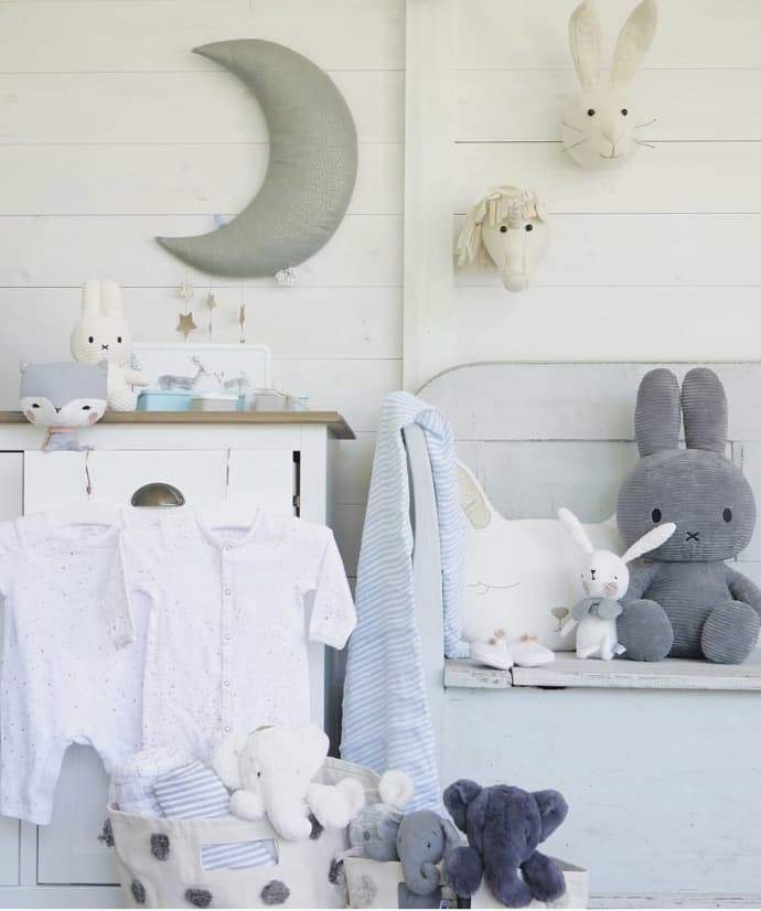 Hanging grey moon w/ stars Picca Loulou Toys Picca Loulou