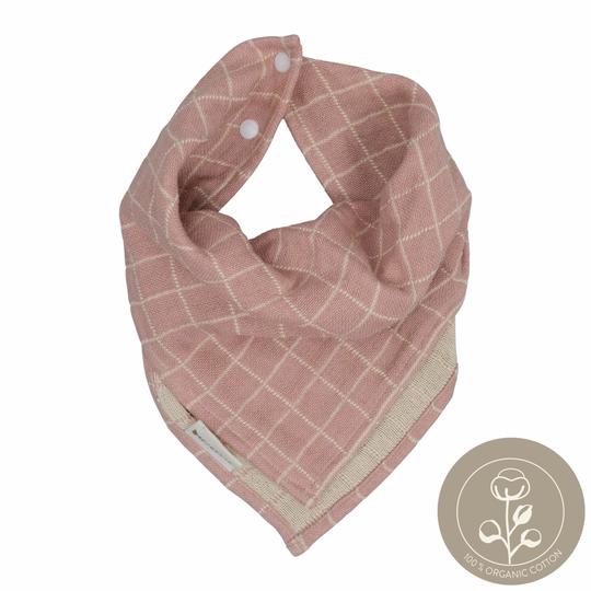 Fold over bib grid old rose Fabelab bib Fabelab