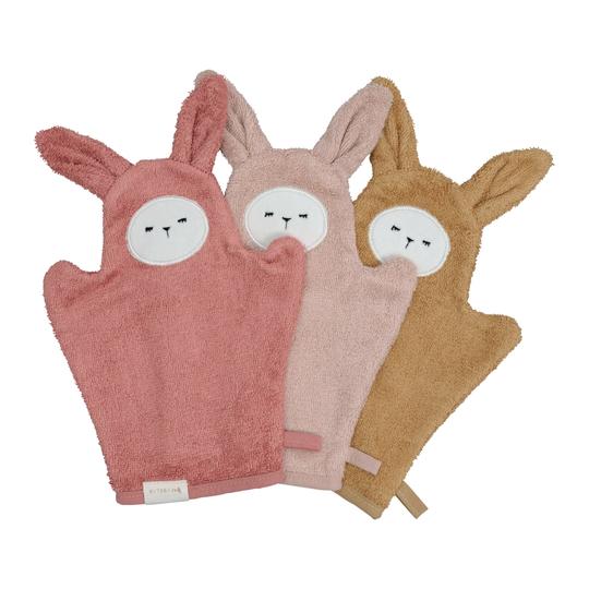 Bath mitts bear old rose mix Fabelab bath Fabelab
