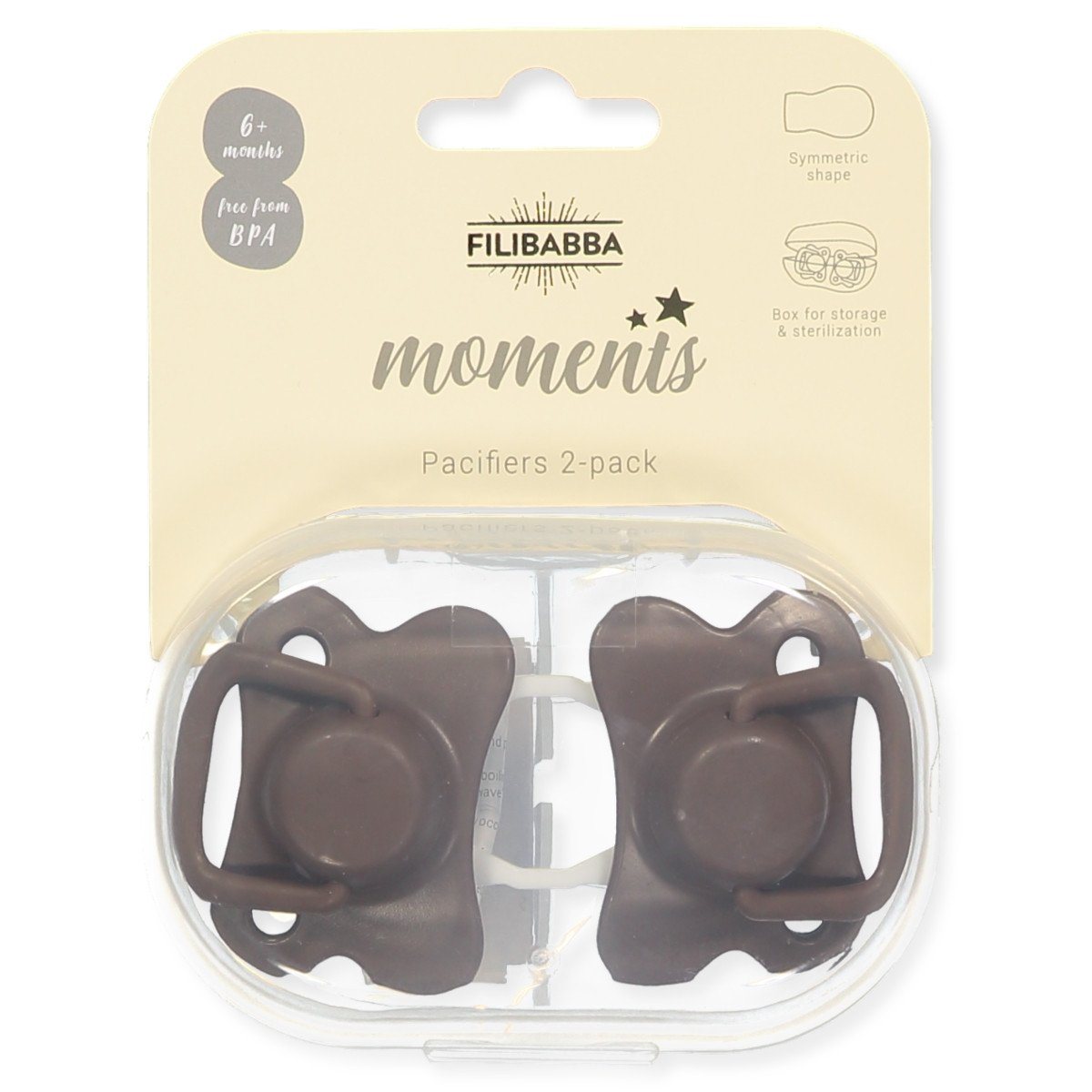 Pacifiers 2-pack chocolate +6M Filibabba accessories Filibabba