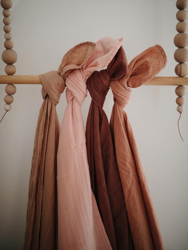 Muslin swaddle auburn mushie muslin mushie