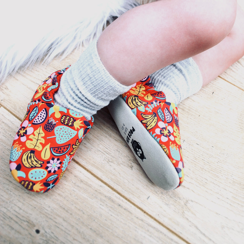 Jungle flowers red shoes Poco Nido Baby shoes Poco Nido
