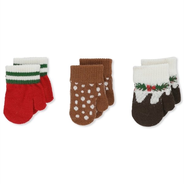 Conjunto 3 pares luvas bebé Natal Konges sløjd