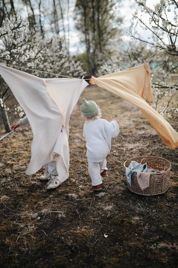 Muslin swaddle fog mushie muslin mushie